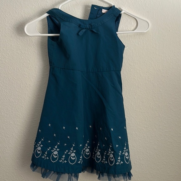Blue Sleeveless Dress with Embroidered Hem - Picture 1 of 1